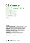 Déviance et société, Vol. 38 - n°1 - Mars 2014